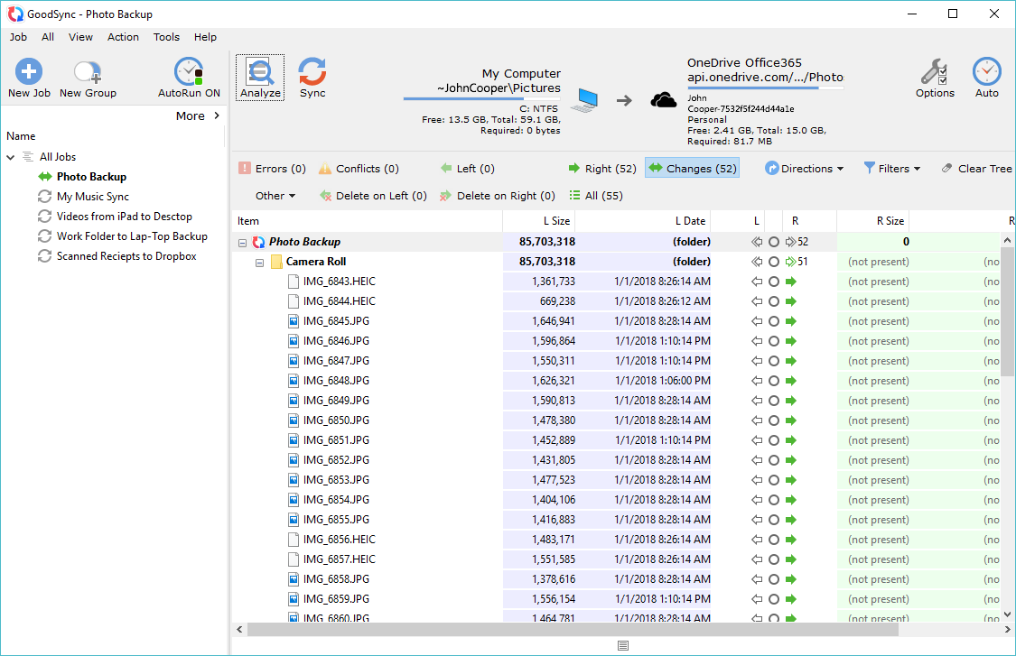 GoodSync screenshots