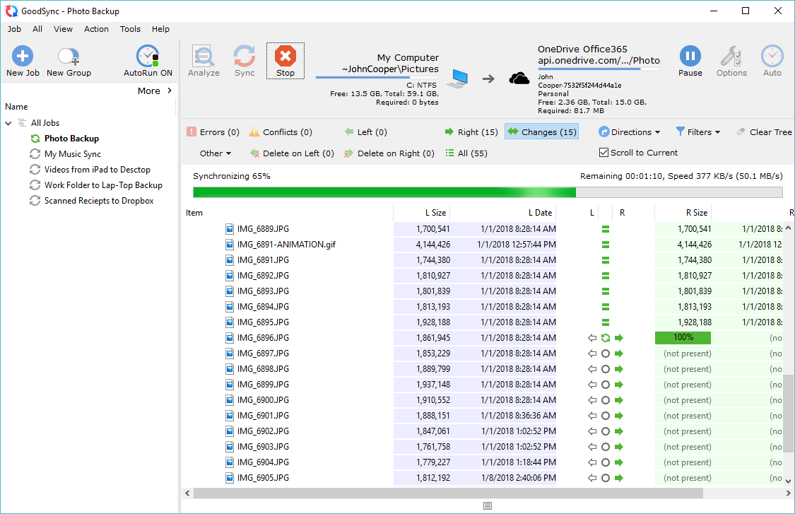 GoodSync screenshots